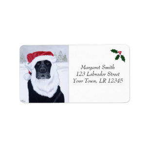 Svart Labrador juladressetiketter Adressetikett