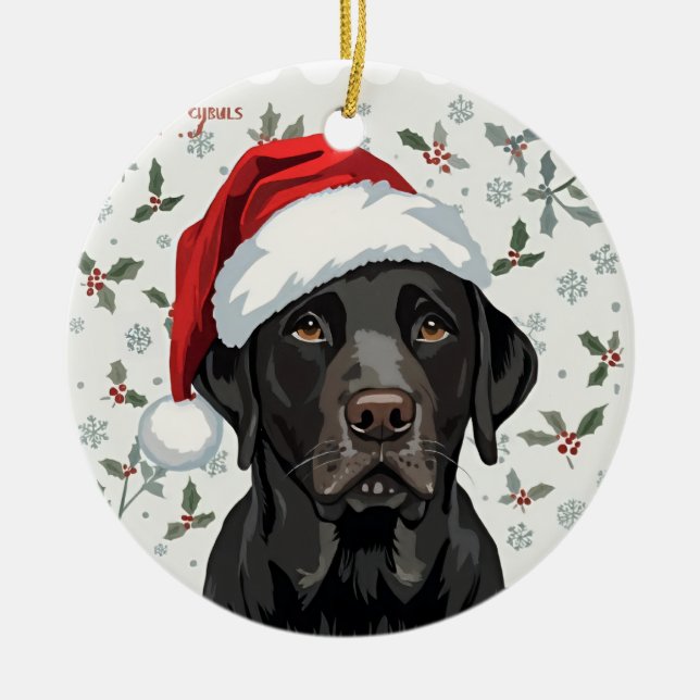 Svart labrador julgransprydnad keramik (Framsidan)