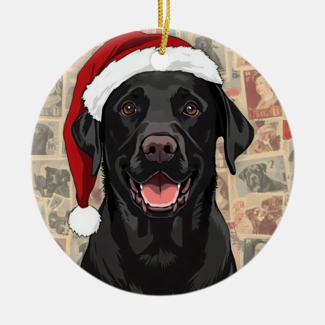 Svart labrador julgransprydnad keramik (Framsidan)