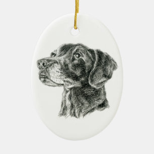 Svart Labrador Julgransprydnad Keramik