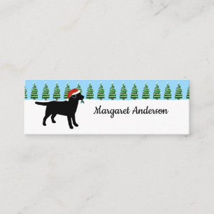 Svart Labrador julSanta bokmärke Mini Visitkort