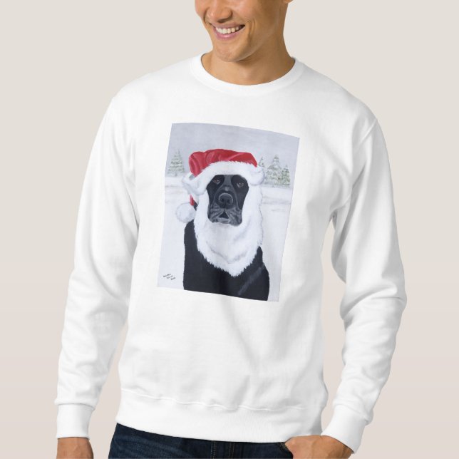Svart Labrador julSanta skjorta Sweatshirt (Framsida)