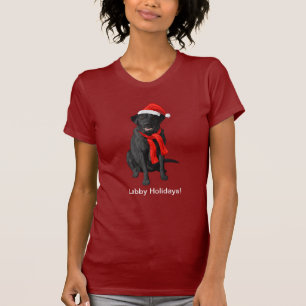 Svart Labrador-kvarterare jul-Hund T Shirt