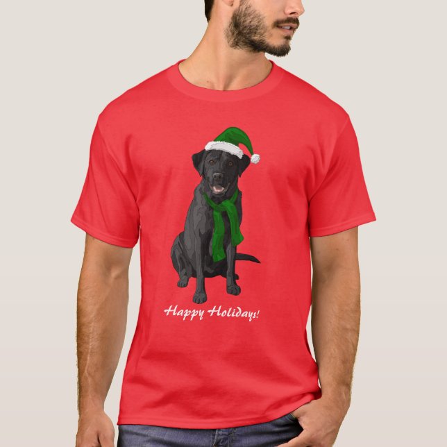 Svart Labrador-kvarterare jul-Hund T Shirt (Framsida)