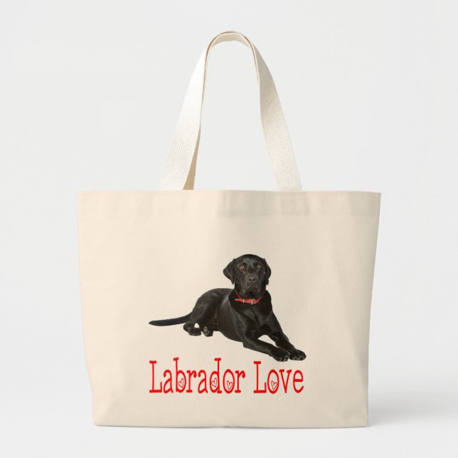 Svart labrador, kvarvarande valpen Hund Kärlek Jumbo Tygkasse (Framsidan)