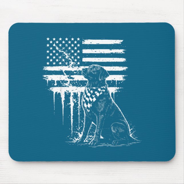 Svart Labrador Lab Amerikansk Flagga Design Musmatta (Framsidan)