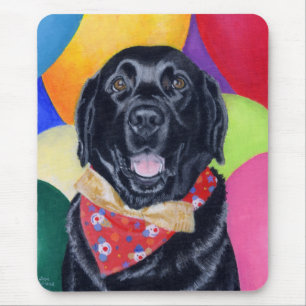 Svart Labrador lycklig Birthay målning Musmatta