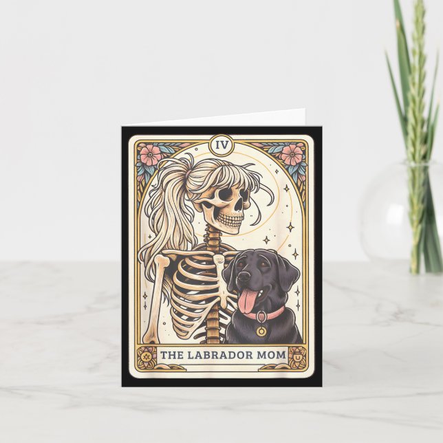 Svart Labrador-mamma Tarotkort Svart Labrador-skel Kort (Framsida)