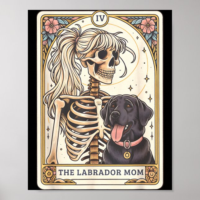 Svart Labrador-mamma Tarotkort Svart Labrador-skel Poster (Framsidan)