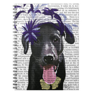 Svart labrador med blå fascinator anteckningsbok med spiral