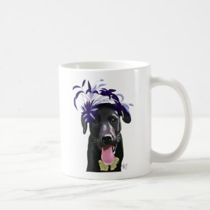 Svart labrador med blå fascinator kaffemugg