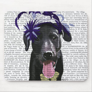 Svart labrador med blå fascinator musmatta