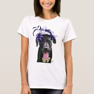 Svart labrador med blå fascinator t-shirt