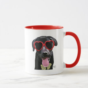 Svart labrador med glasögon mugg