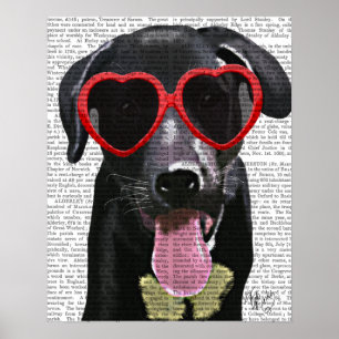Svart labrador med glasögon poster