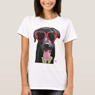 Svart labrador med glasögon tee shirt