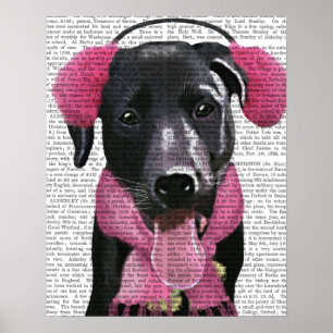 Svart labrador med öronmuffar poster