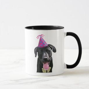 Svart labrador med Party Hat Mugg