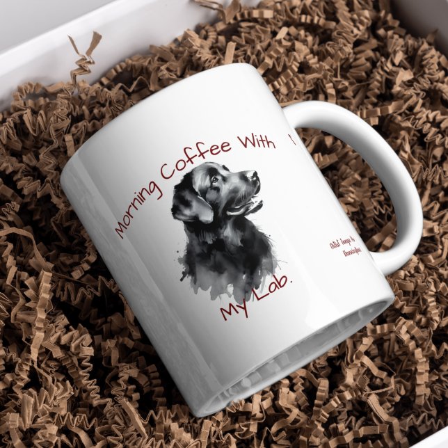 Svart Labrador Morgonkaffe/PERSONALISERA Kaffemugg (Personalize, add your own text to this design)