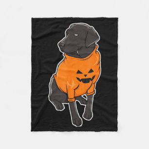 Svart Labrador Mutt Valp Halloween Pumpa Fleecefilt