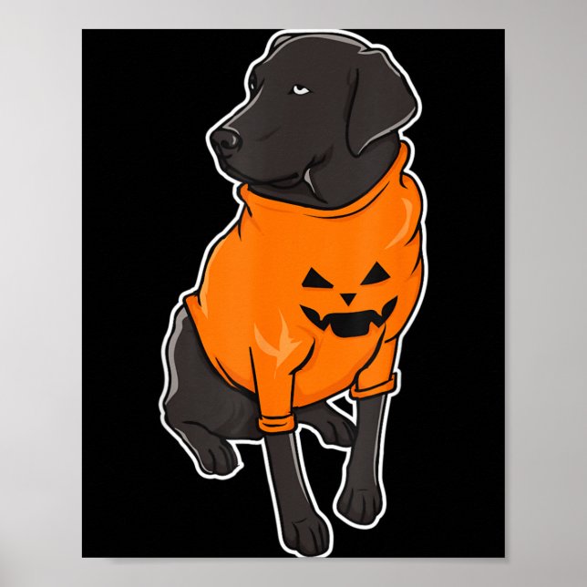 Svart Labrador Mutt Valp Halloween Pumpa Poster (Framsidan)
