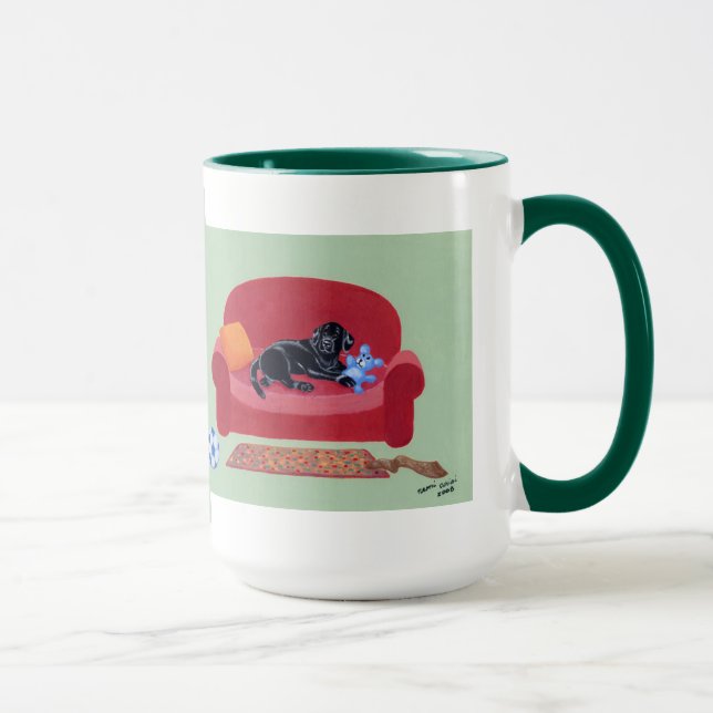Svart Labrador på den rosa soffamålningen Mugg (Höger)