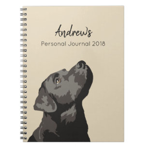 Svart Labrador personifierad journalanteckningsbok Anteckningsbok