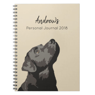 Svart Labrador personifierad journalanteckningsbok Anteckningsbok