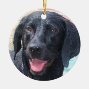 Svart Labrador prydnad Julgransprydnad Keramik