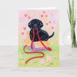 Svart Labrador Puppy - tackkort