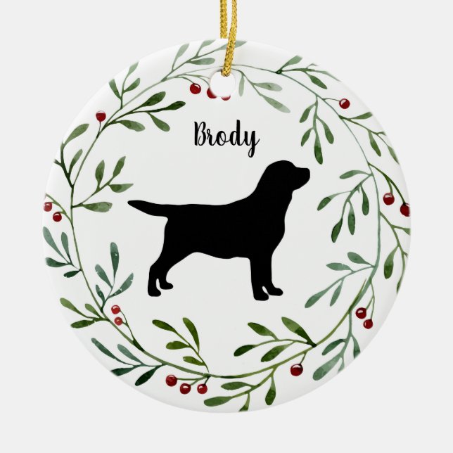Svart Labrador Retriever - Andjakt Hund - Svart La Julgransprydnad Keramik (Framsidan)