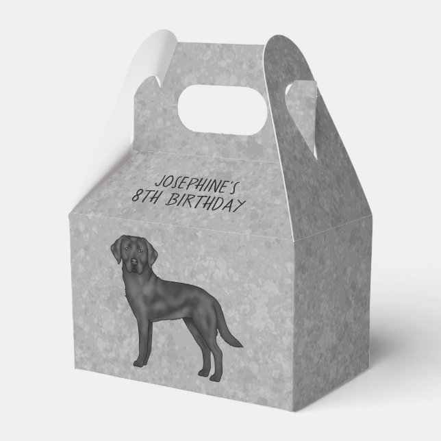 Svart Labrador Retriever Anpassad Barnkalas Grå Presentaskar (Framsidan Sidan)