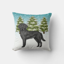 Svart Labrador Retriever Blå Snöig Vinter Skog
