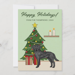 Svart Labrador Retriever Grön Festlig Jul Julkort