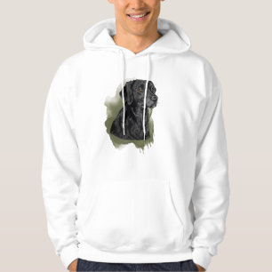 Svart Labrador Retriever Handmålad Akvarell Hoodie