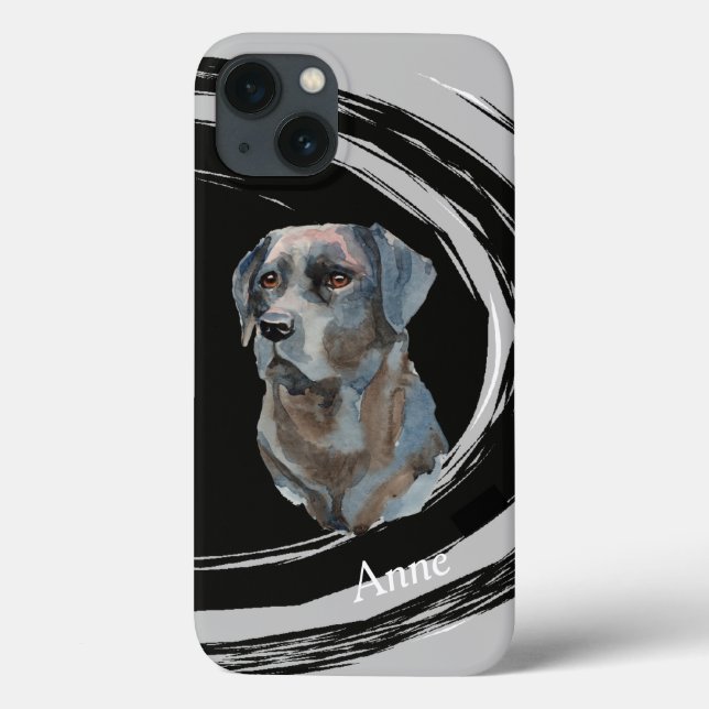 Svart Labrador Retriever Hund Abstrakt Virvel (Baksida)