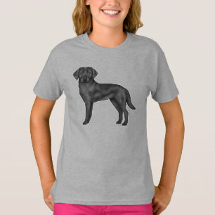 Svart Labrador Retriever Hund Söt Tecknad Konst T Shirt