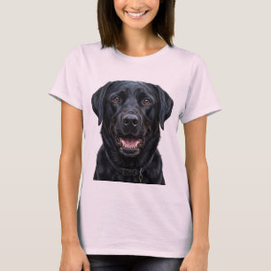 Svart Labrador Retriever Hundporträtt T-Shirt Re