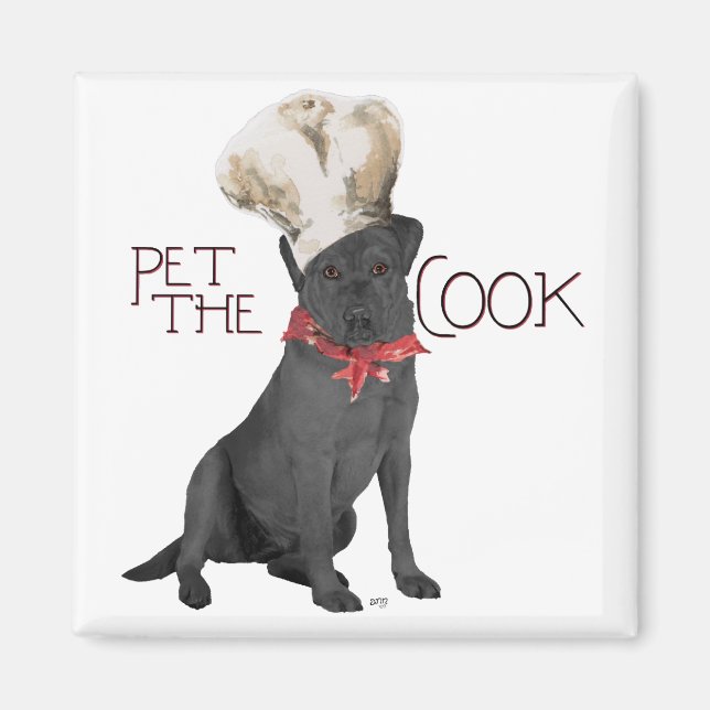 Svart Labrador Retriever Kock Magnet (Framsidan)