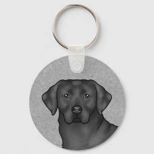 Svart Labrador Retriever Konst Svart Lab Porträtt Nyckelring