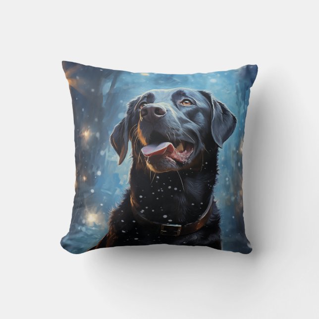 Svart Labrador Retriever Kudde (Framsida)