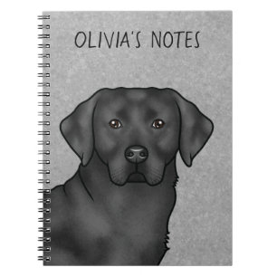 Svart Labrador Retriever Lab Hund Anpassat Namn Gr Anteckningsbok