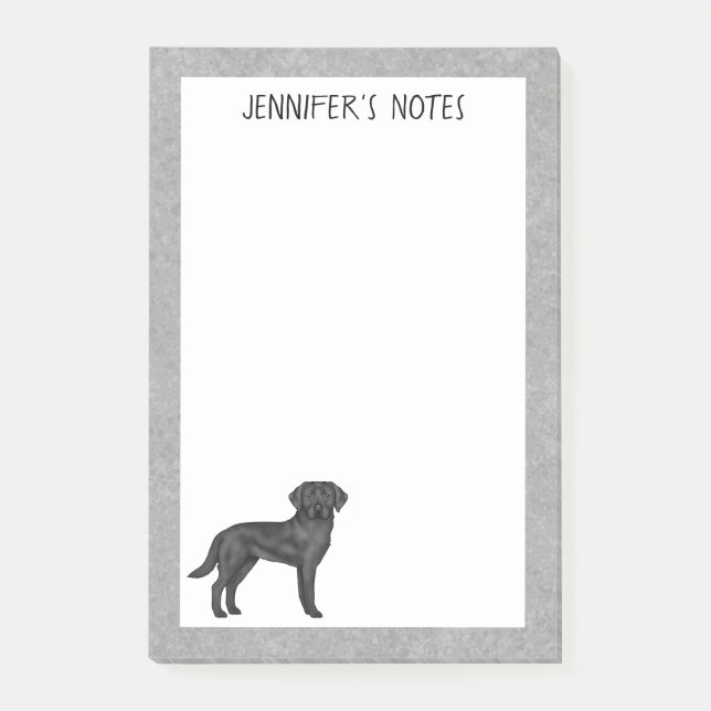 Svart Labrador Retriever Lab Hund Anpassat Namn Gr Post-it Block (Framsida)