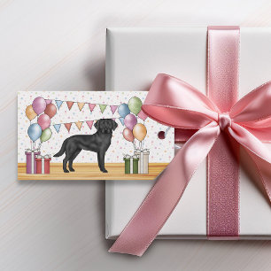 Svart Labrador Retriever Lab Hund Färgglad Födelse Presentetikett