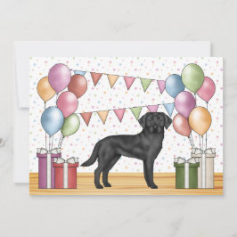 Svart Labrador Retriever Lab Hund Färgrik Födelsed Inbjudningar