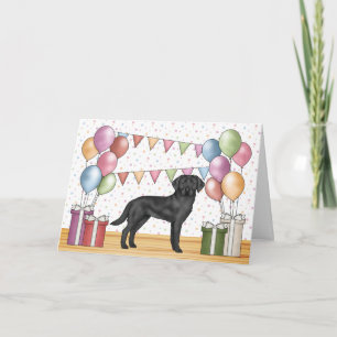Svart Labrador Retriever Lab Hund Färgrik Födelsed Kort