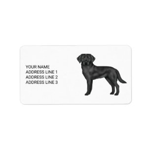 Svart Labrador Retriever Lab Hund och Anpassad Tex Adressetikett