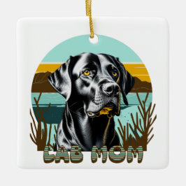 Svart Labrador Retriever | Labb Mamma Julgransprydnad Keramik