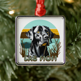 Svart Labrador Retriever | Labb Mamma Julgransprydnad Metall