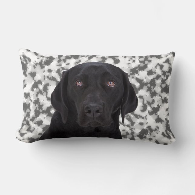 Svart Labrador Retriever Lumbarkudde (Framsida)